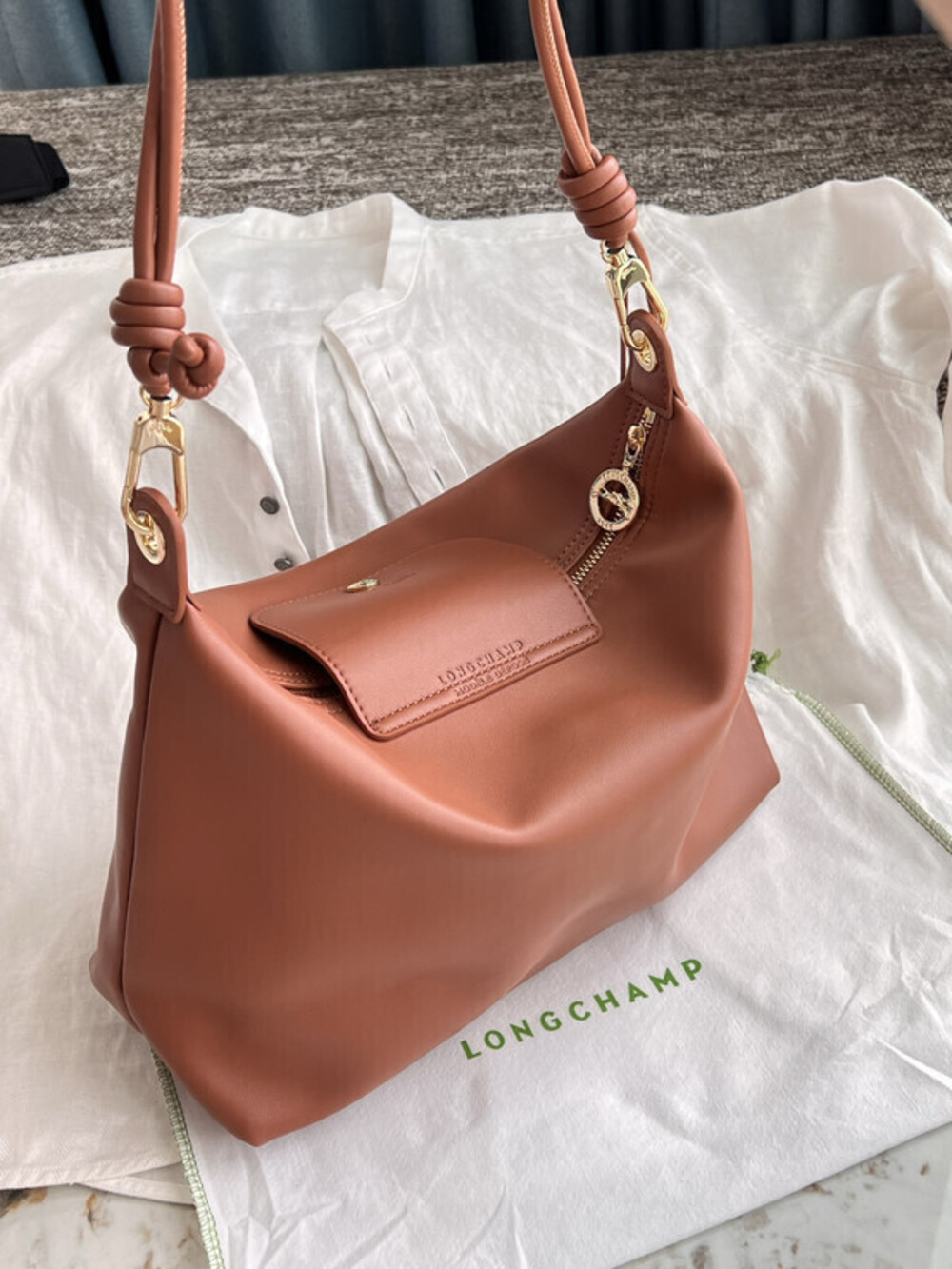 Longchamp Cognac Brown Hobo Crossbody Bag - Picture 2 of 7